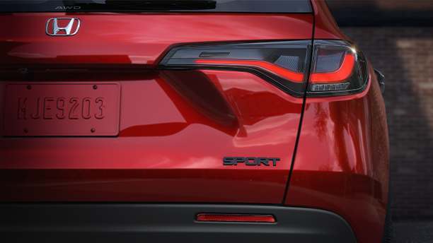 Closeup of tailgate on a red HR-V Sport.