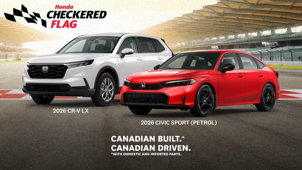 A Honda CR-V and Civic and HR-V parked on a racetrack.