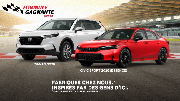 Un Honda CR-V et une Civic stationnés sur une piste de course. 