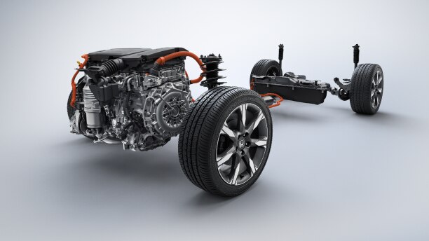 The chassis of a vehicle is depicted.