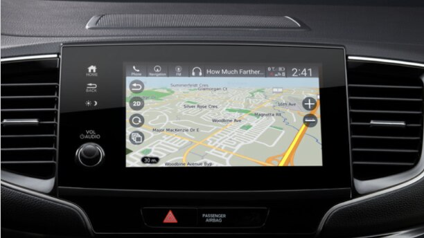 Close-up of navigation screen. 