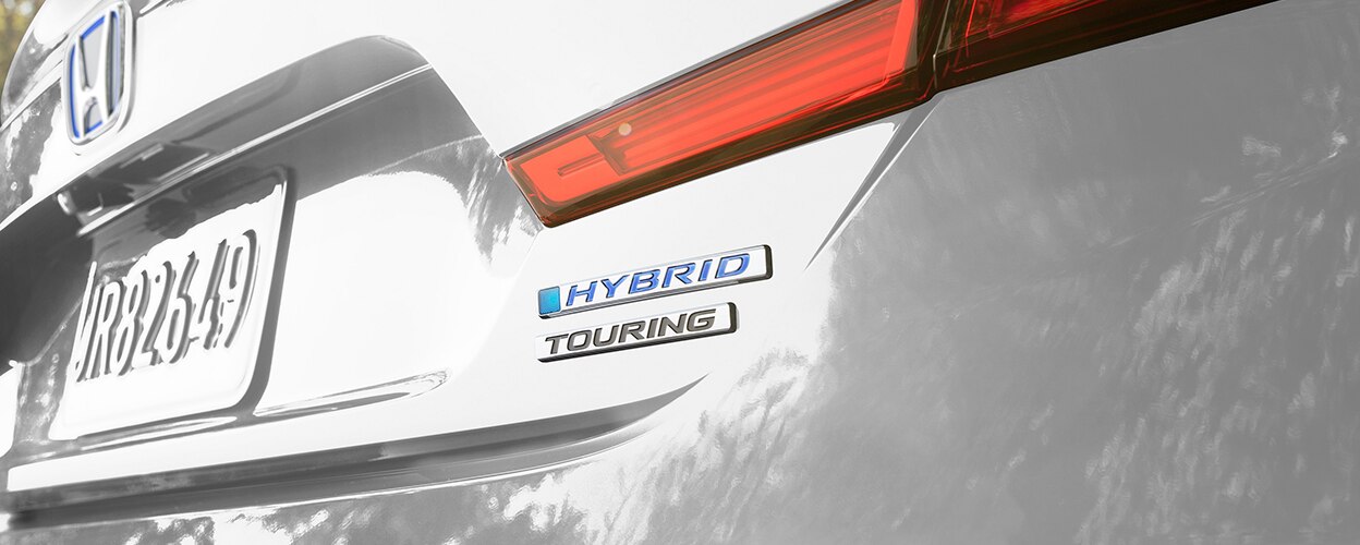 Closeup of grey Accord Hybrid’s taillights.  