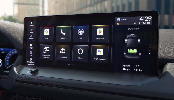 Gros plan de l’écran tactile couleur.