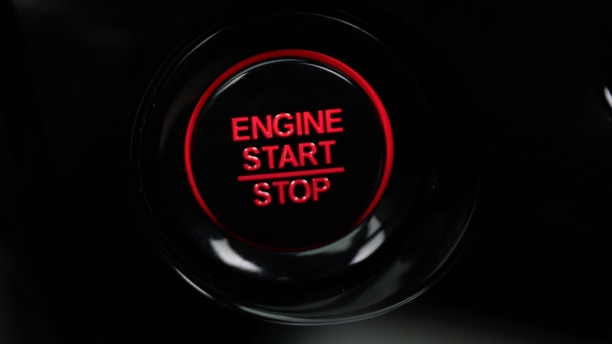 Close up of engine start button. 