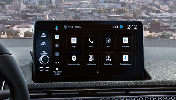 Closeup of the colour touchscreen on its home screen.