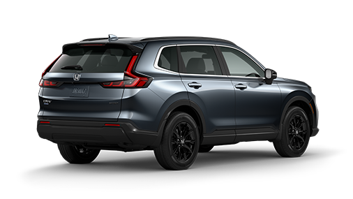 ¾ driver side rear facing view of 2023 Honda CR-V Sport model in Meteoroid Gray Metallic colour