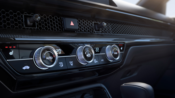 Closeup of temperature controls.