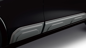 Closeup of grey lower door garnish on a black HR-V