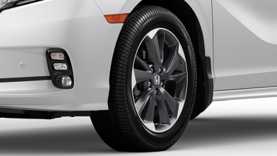 Closeup of wheel on white Odyssey.