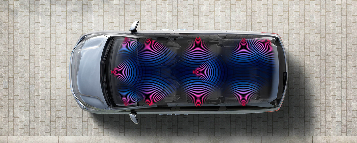 Bird’s eye view of Honda Odyssey. Sensor waves emits within the Odyssey.
