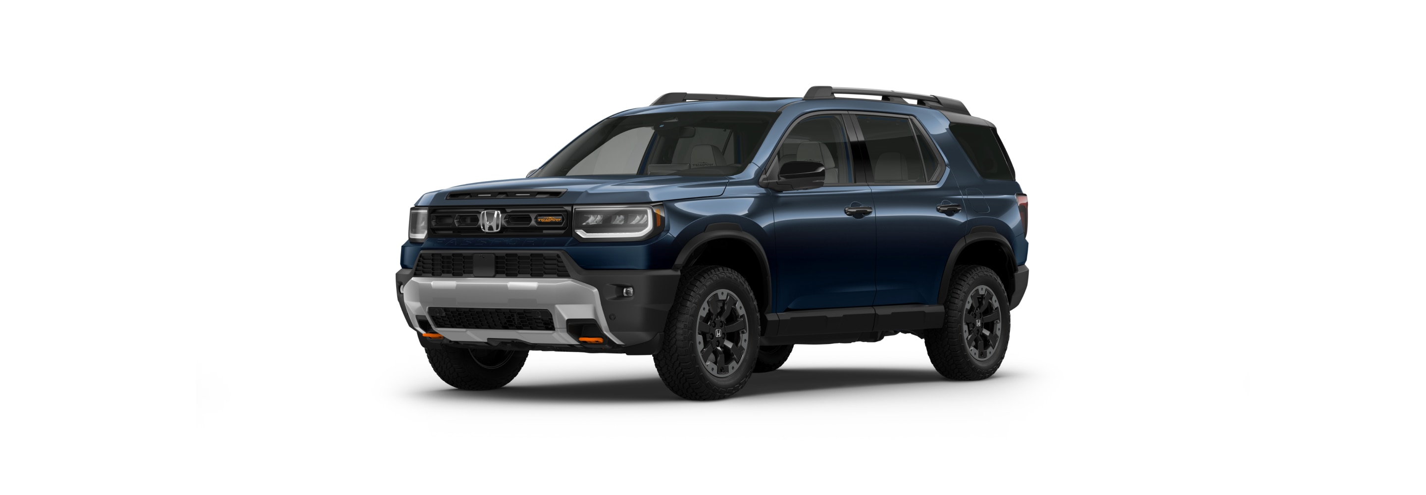 3/4 front view of Smoke Blue Pearl Passport TrailSport on white space.