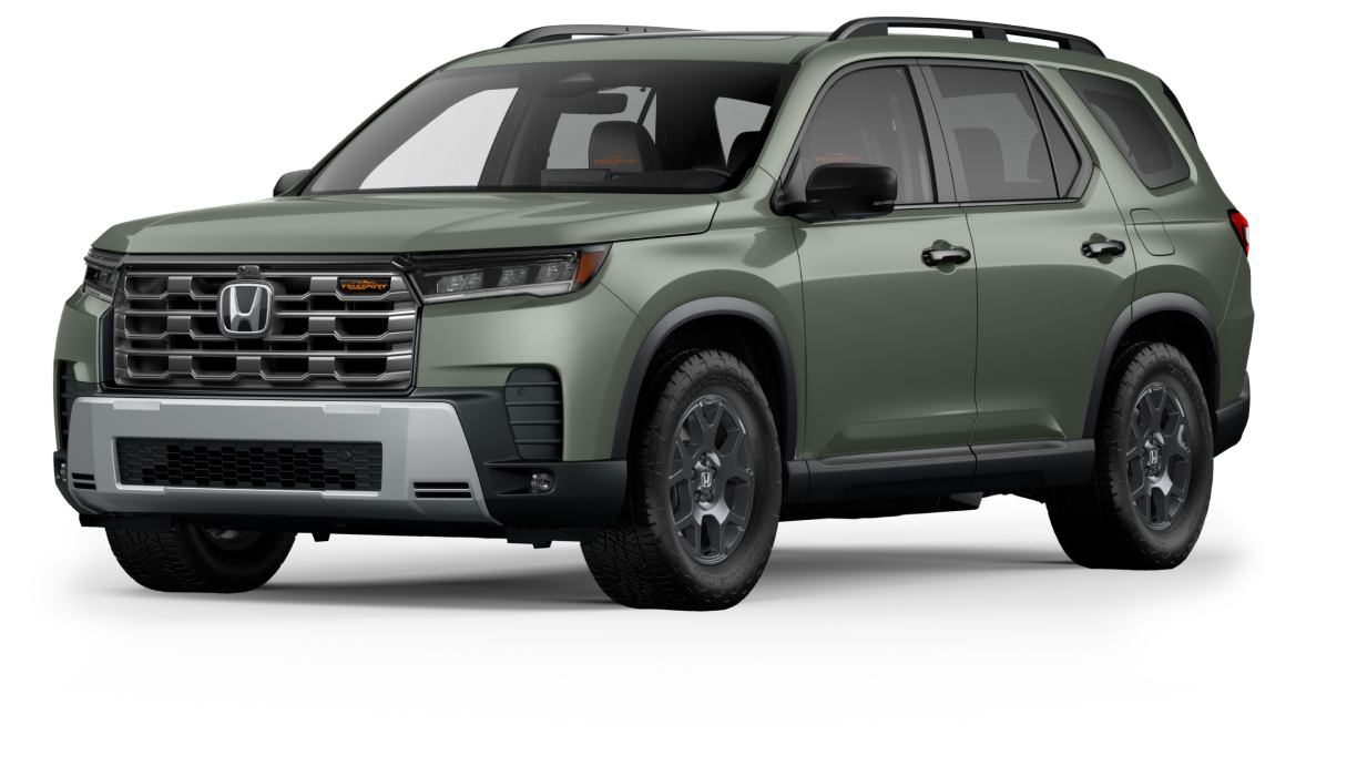 Vue de trois quarts avant d’un Pilot vert sur fond blanc.