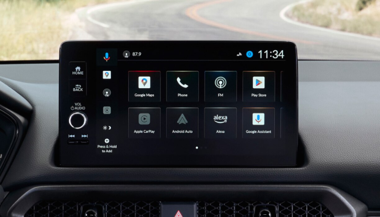 Closeup of Display Audio System’s homepage on touchscreen.