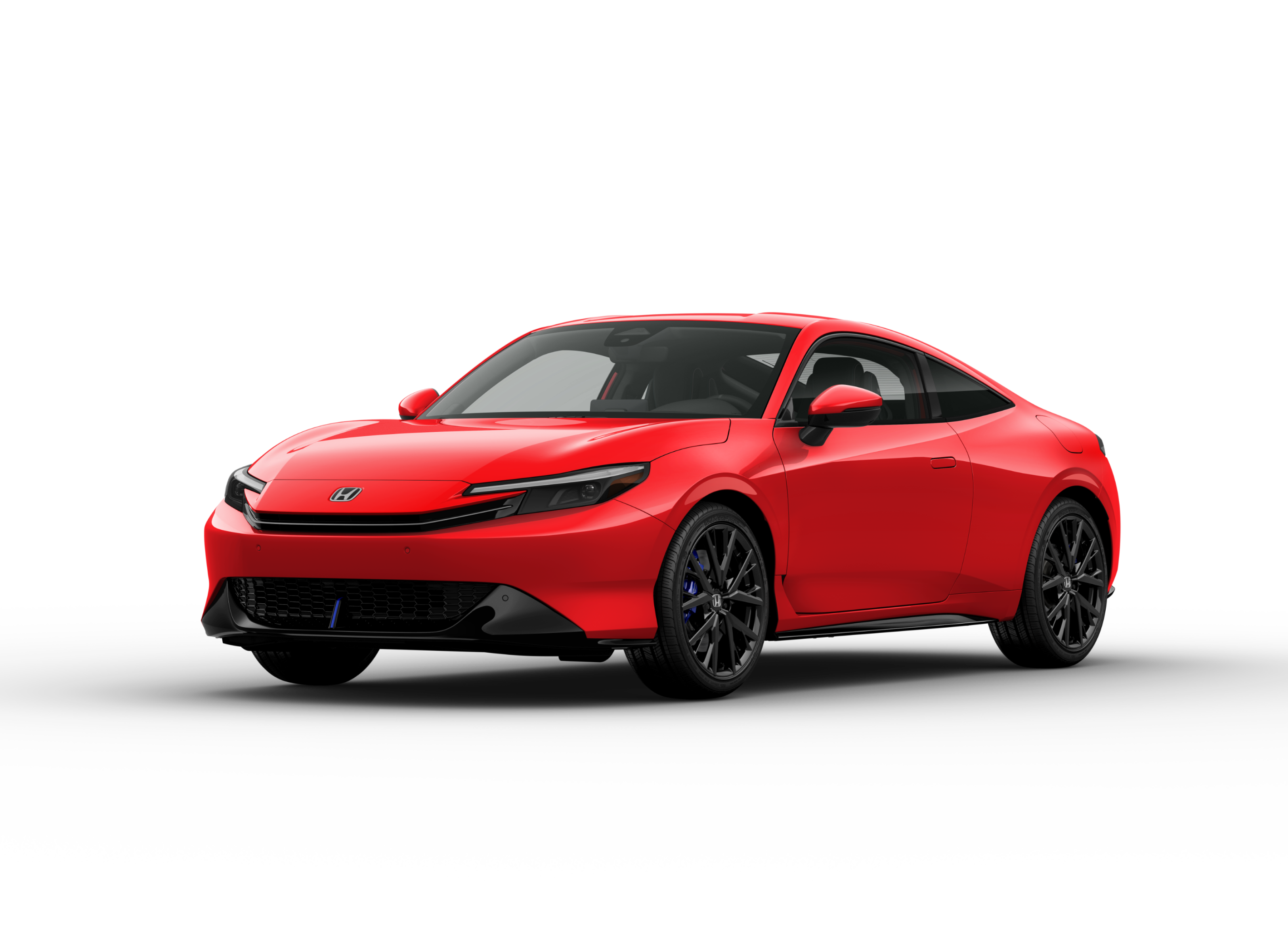 ¾ driver side front facing view of 2026 Prelude model in Rallye Red colour