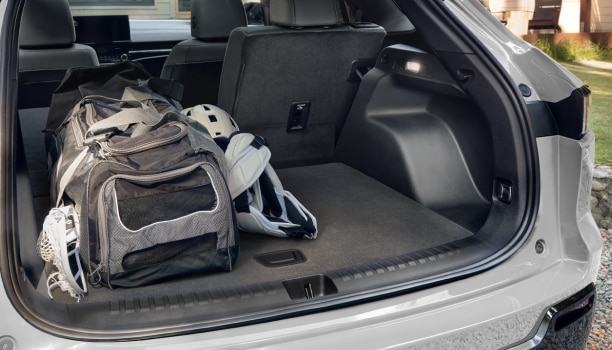 Gros plan d’un coffre ouvert avec un sac d’équipements de crosse.