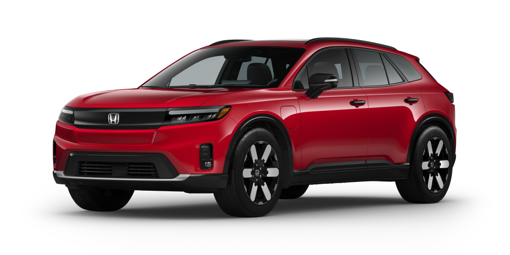 Plan de trois quarts avant du Prologue rouge sur fond blanc.