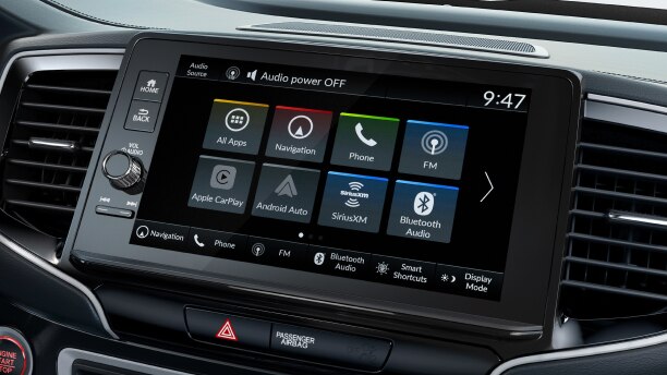 Closeup of Display Audio System’s homepage on touchscreen.