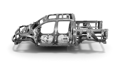 Side view of Ridgeline body frame on white space.