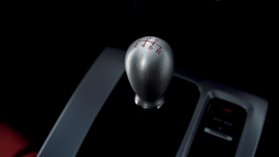 Close up of aluminum shift knob. 