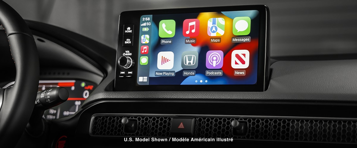 Closeup of colour touchscreen display on its home screen.