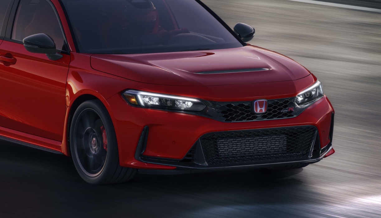 3/4 medium front view closeup of a red Type R