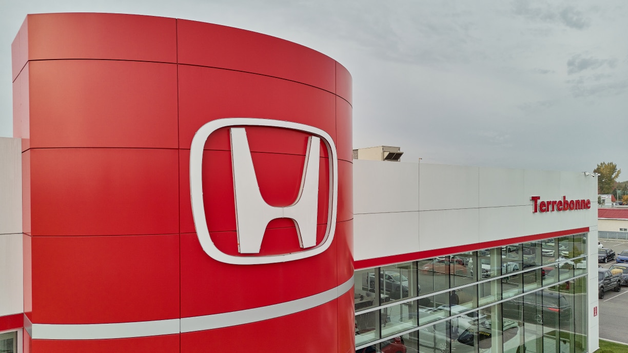 Exterior view of a Honda dealership building.