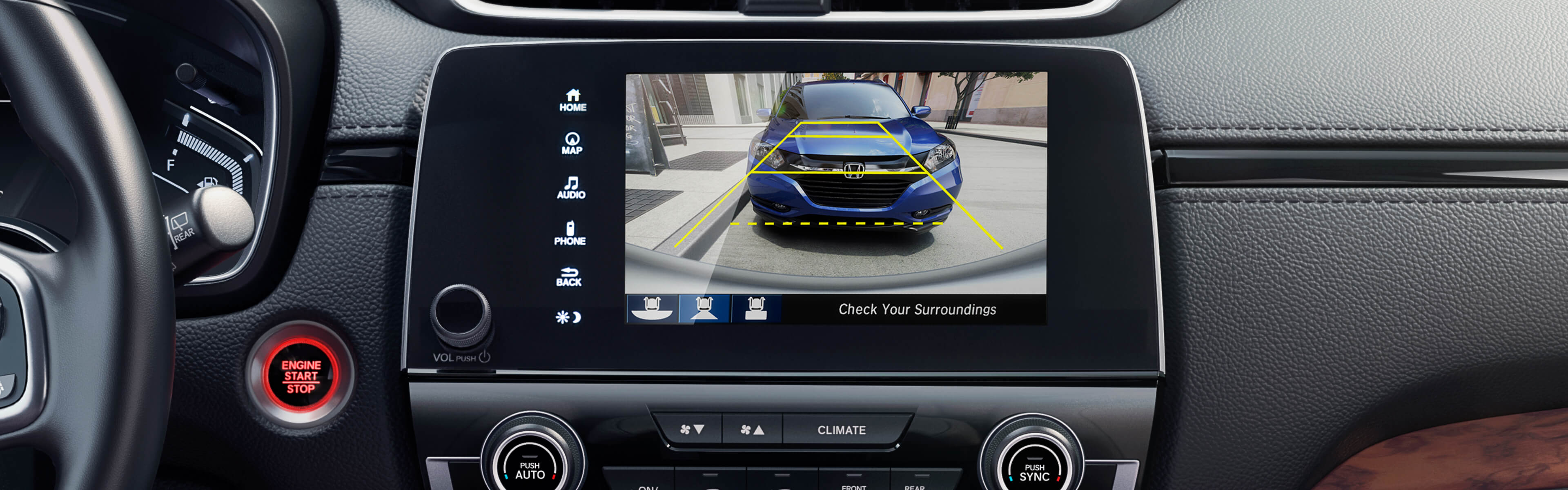 Display Audio touch-screen detail of the Multi-Angle Rearview Camera in the 2021 Honda CR-V.