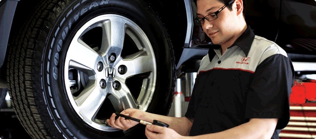 Man working on tire