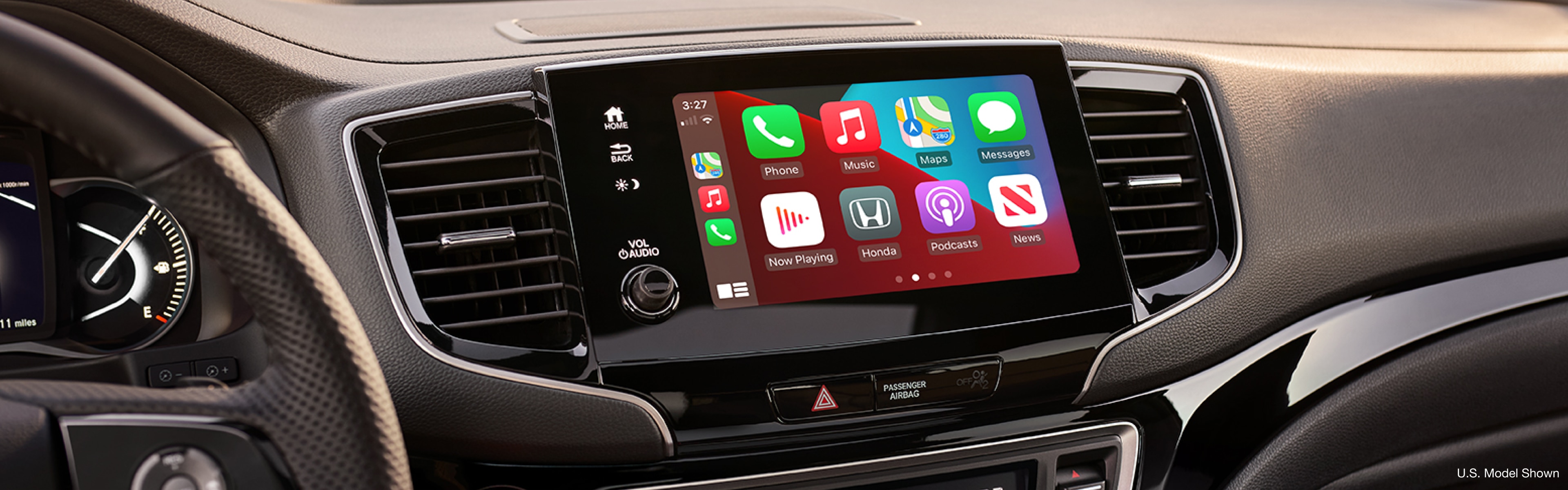 Interior front dashboard view of 2022 Honda Passport Apple CarPlay™ feature.