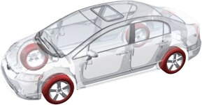 Honda vehicle showing tires highlighted