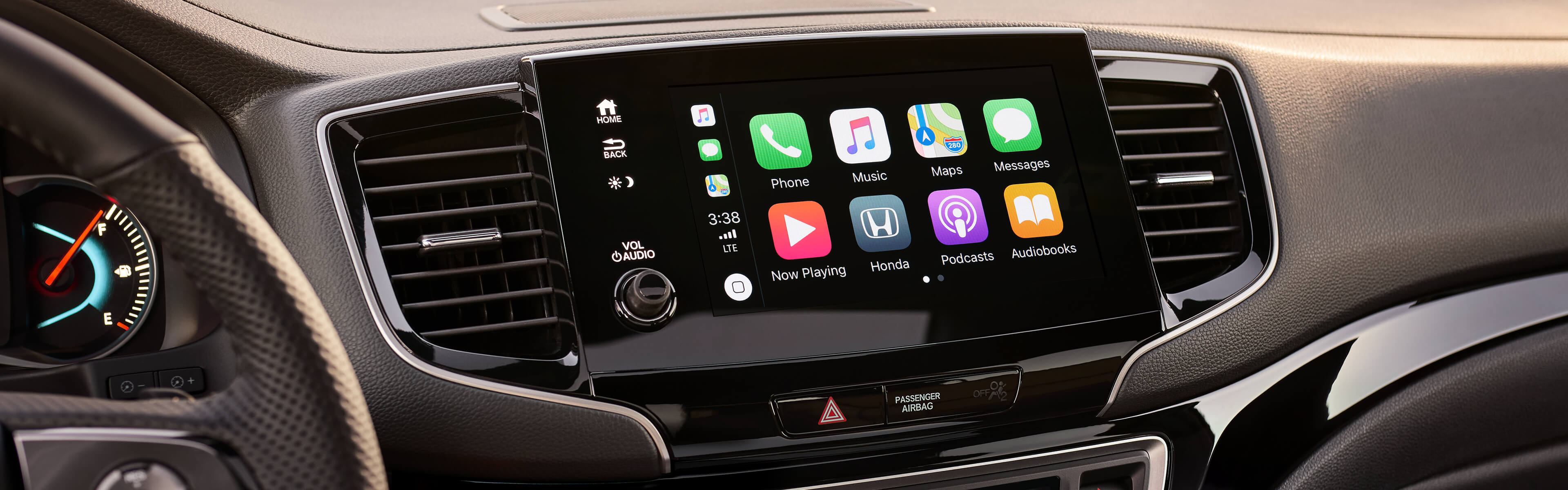 Interior front dashboard view of 2021 Honda Passport Apple CarPlay™ feature.