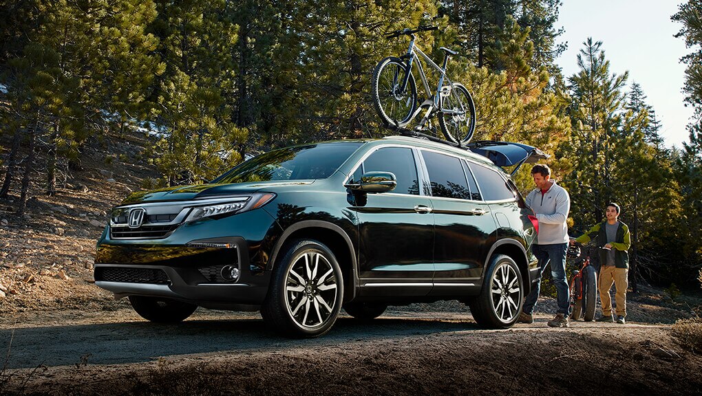 2021 Honda Pilot parked in forest