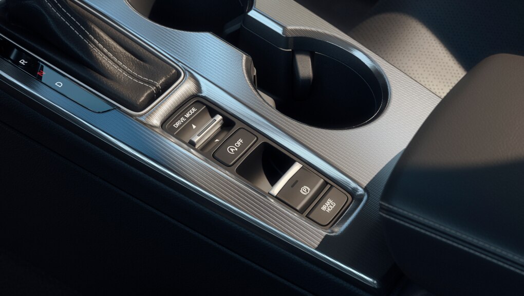Gros plan sur le bouton ECON de l’Eco AssistMC sur la console centrale d’une Honda Civic 2022.