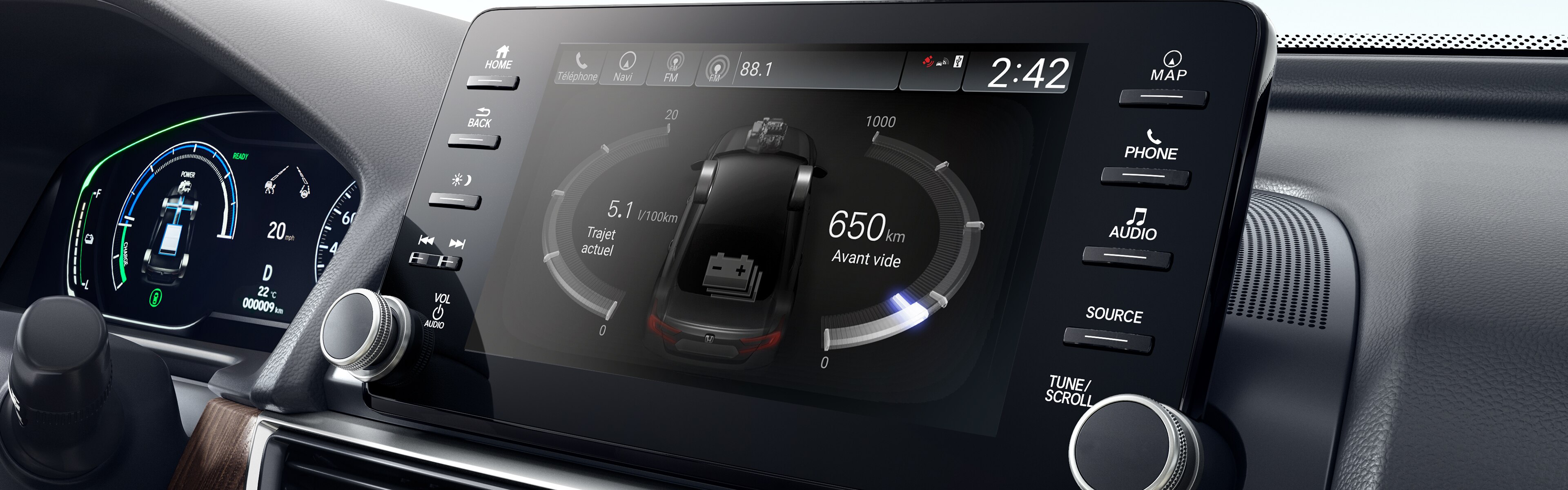 Image de l’écran d’affichage de l’Accord Hybrid 2018