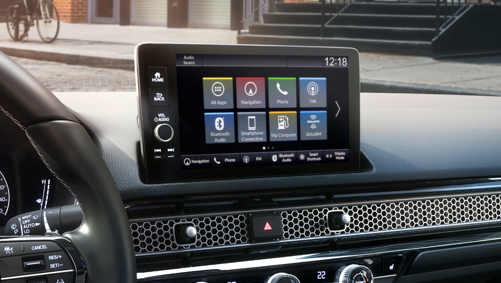 Close-cropped shot of the high-resolution navigation screen in a 2022 Honda Civic.