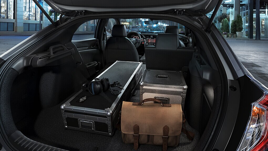 Image of 2017 Civic Hatchback trunk space with rear seats down